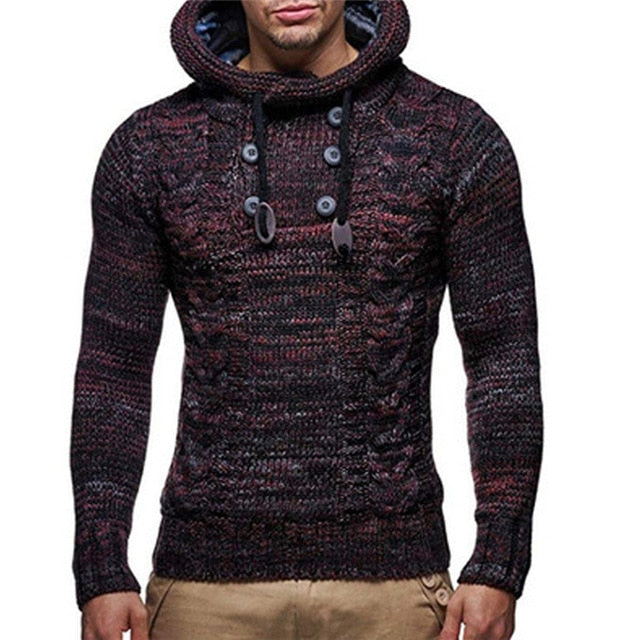 Winter Men Warm Hooded Knitted Fashion Pullovers Sweatshirt