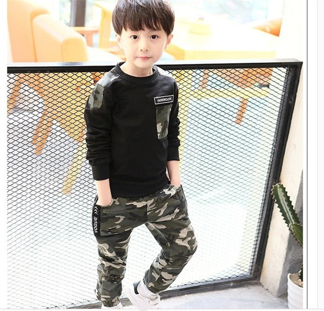 Kids Sport Clothing Sets Boys Tracksuit Autumn Camouflage