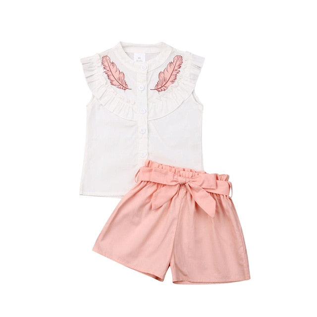 Lovely Kid Baby Girls Feather Clothes Sets