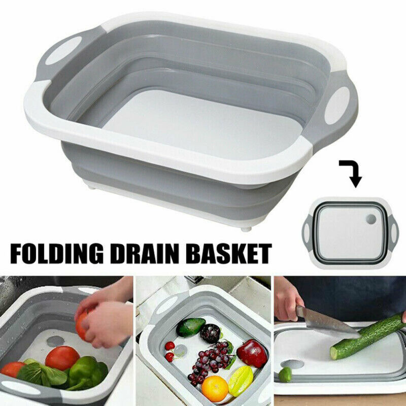 Shop for Foldable Chopping Board Rinse & Strainer Veggies & Fruit Cutting  Board BPA-Free Plastic Multifunctional Cutting Board Mat at Wholesale Price  on