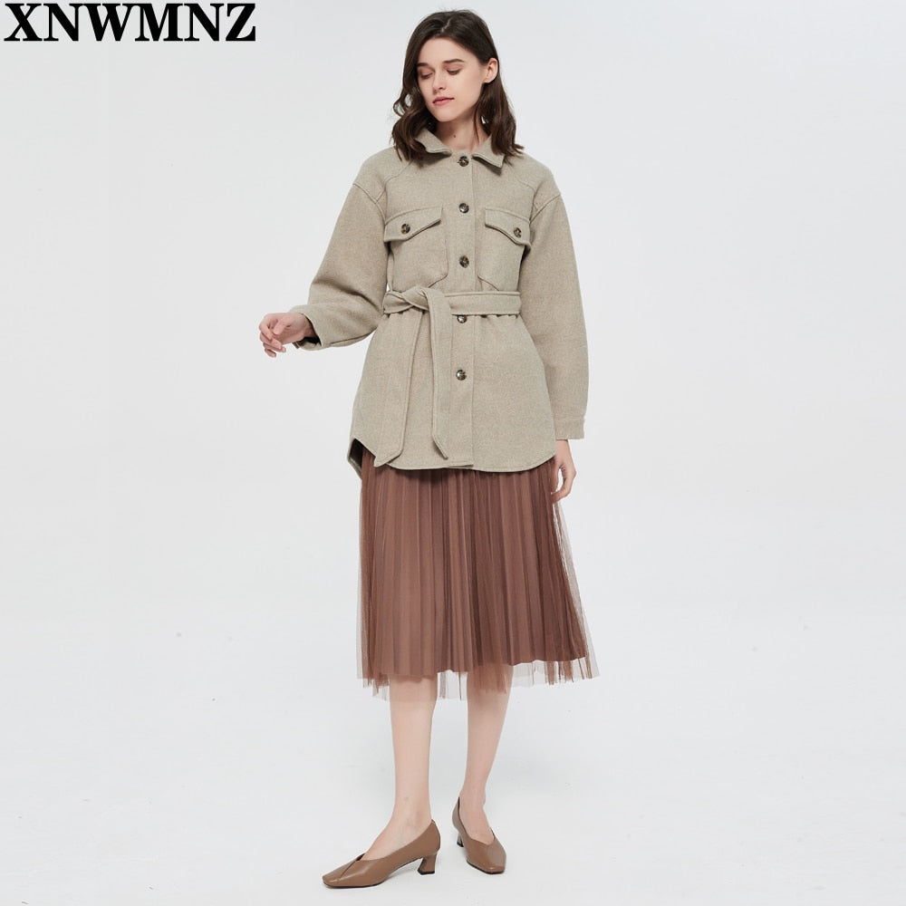 Vintage Long Sleeve Side Pockets Female Outerwear Chic Overcoat
