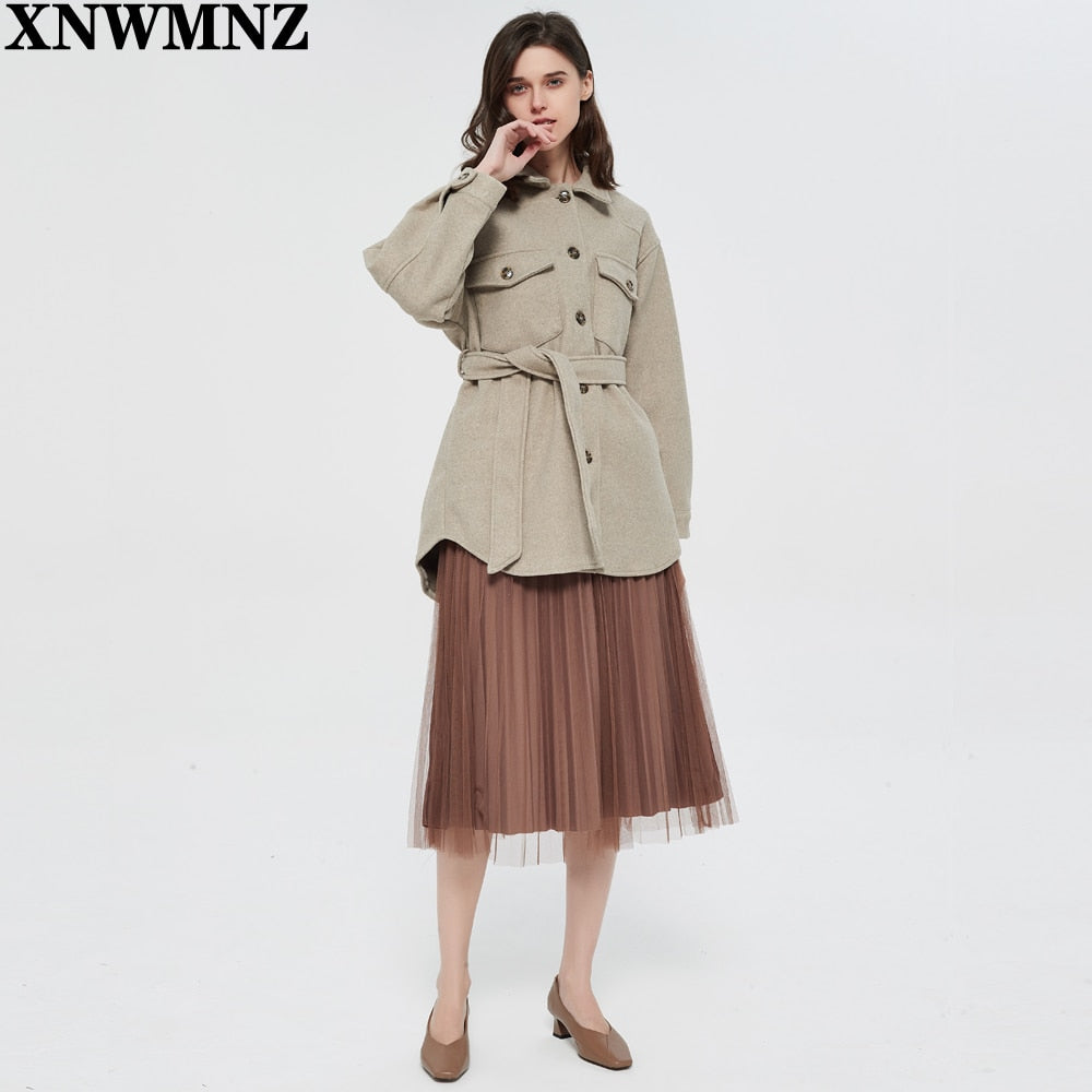Vintage Long Sleeve Side Pockets Female Outerwear Chic Overcoat