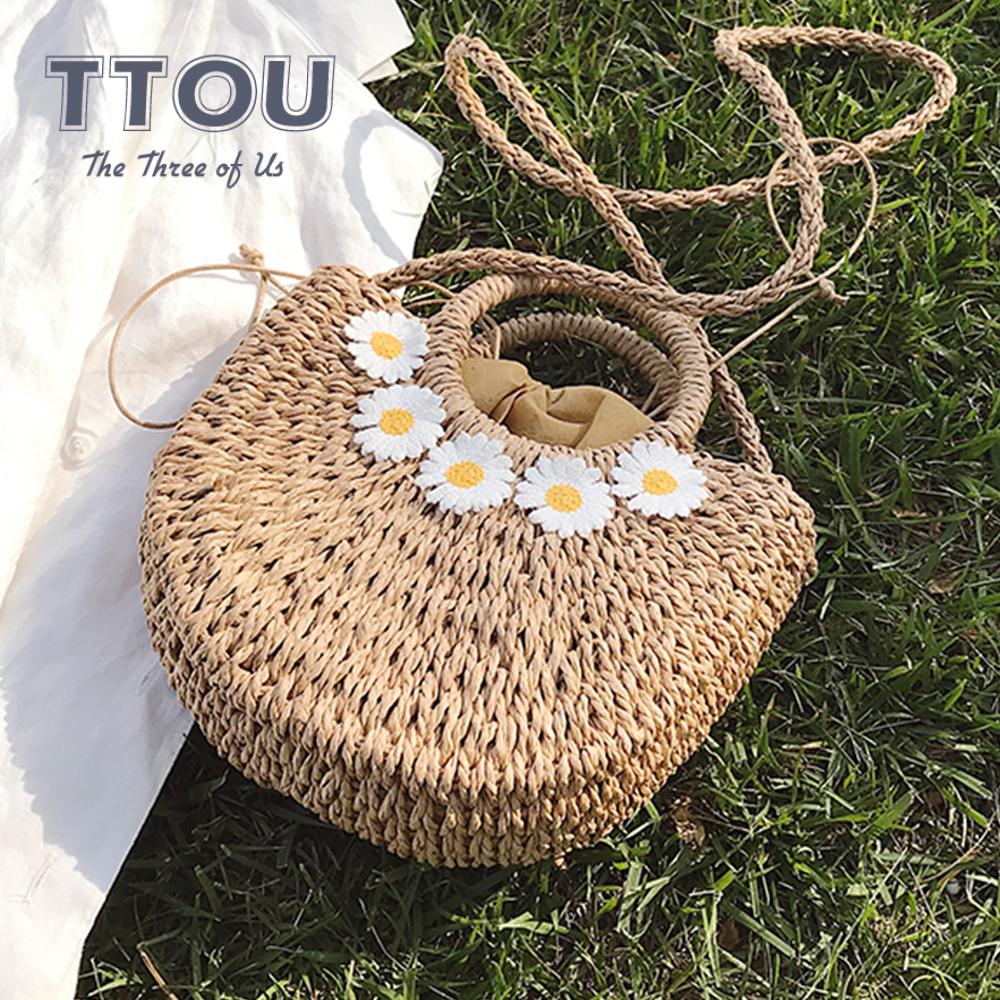 Small Flowers Straw Bags for Women