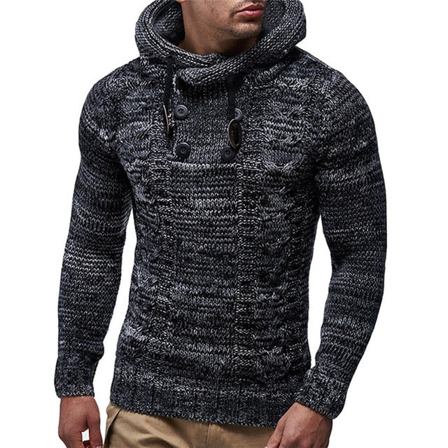 Winter Men Warm Hooded Knitted Fashion Pullovers Sweatshirt