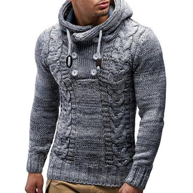 Winter Men Warm Hooded Knitted Fashion Pullovers Sweatshirt