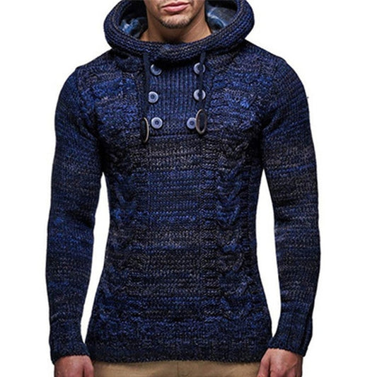 Winter Men Warm Hooded Knitted Fashion Pullovers Sweatshirt