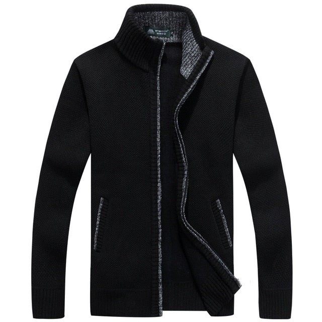 Long Sleeve Cardigan Fleece Full Zip Male Causal Plus Size Clothing