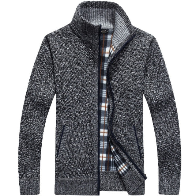 Long Sleeve Cardigan Fleece Full Zip Male Causal Plus Size Clothing