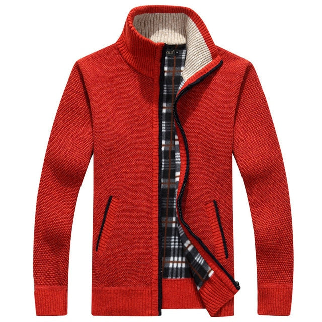 Long Sleeve Cardigan Fleece Full Zip Male Causal Plus Size Clothing