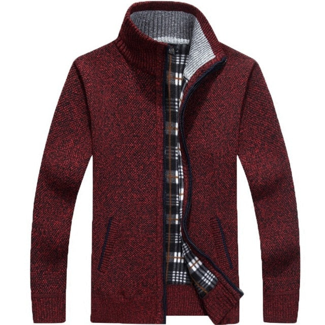 Long Sleeve Cardigan Fleece Full Zip Male Causal Plus Size Clothing