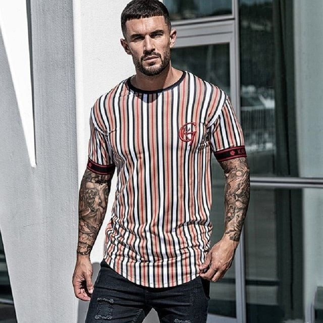 Casual Men Streetwear Stripe T-shirt