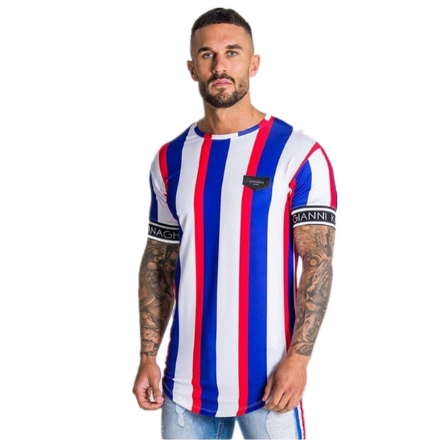 Casual Men Streetwear Stripe T-shirt