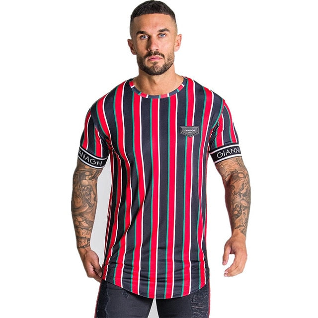 Casual Men Streetwear Stripe T-shirt