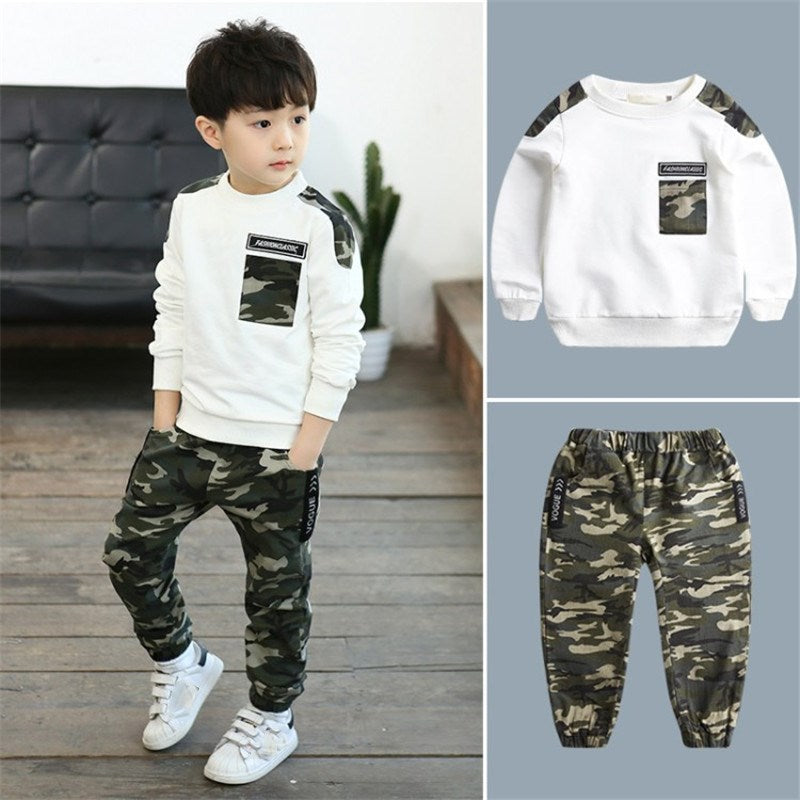 Kids Sport Clothing Sets Boys Tracksuit Autumn Camouflage
