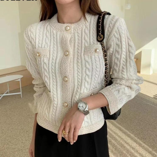 Elegant Women O-neck Knitted Cardigans