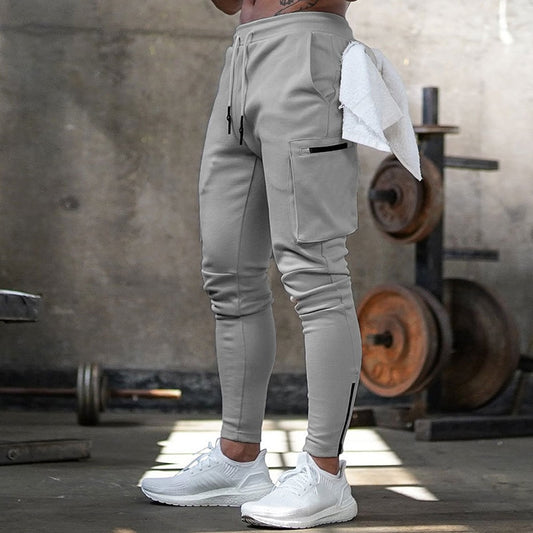 Multiple Zipper Pockets Muscle Mens Pants Joggers