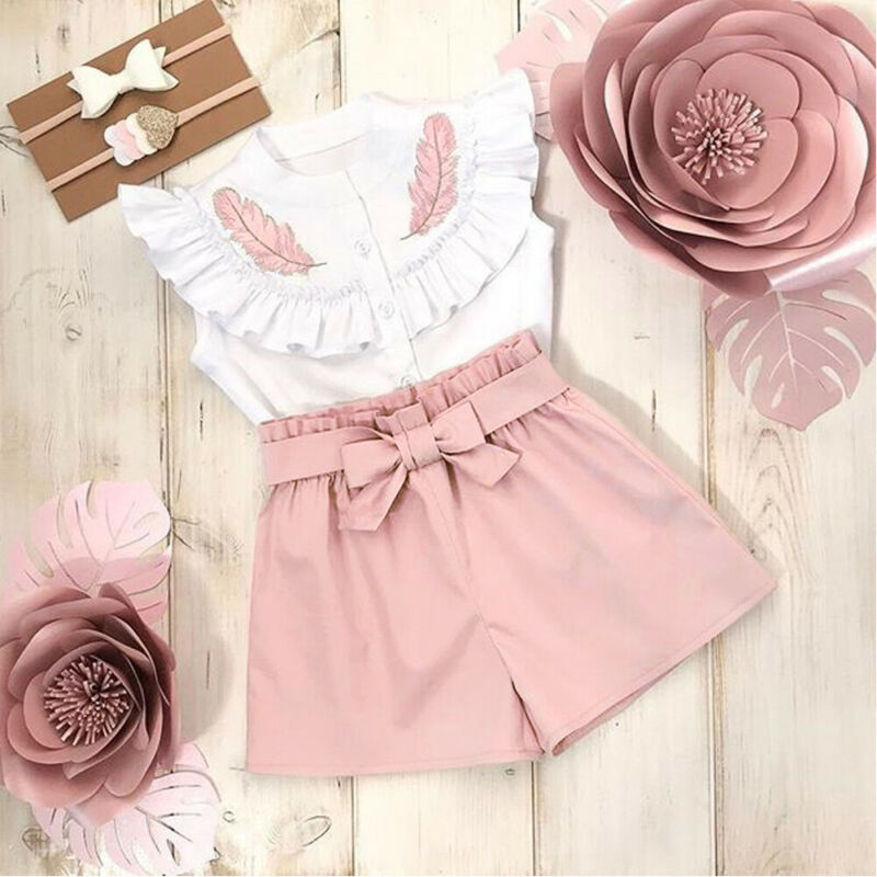 Lovely Kid Baby Girls Feather Clothes Sets