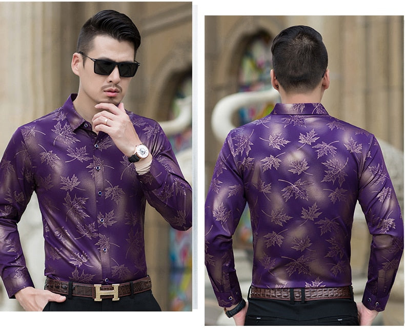 Long Sleeve Maple Leaf Designer Men Shirts