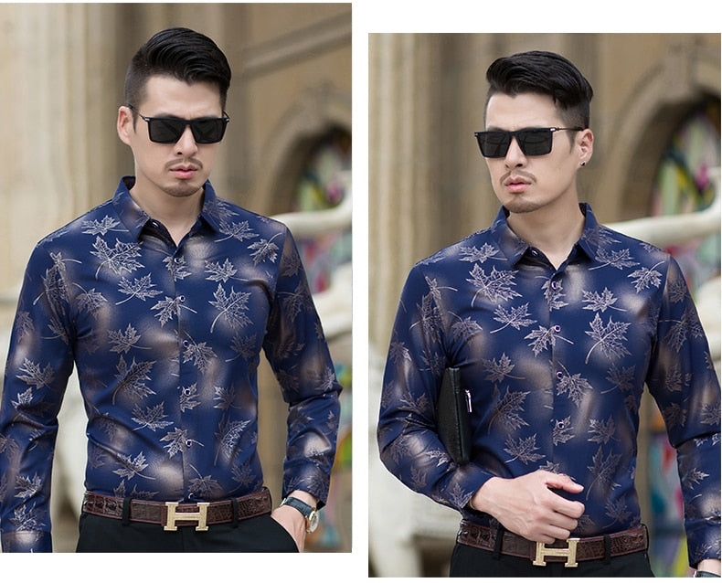 Long Sleeve Maple Leaf Designer Men Shirts