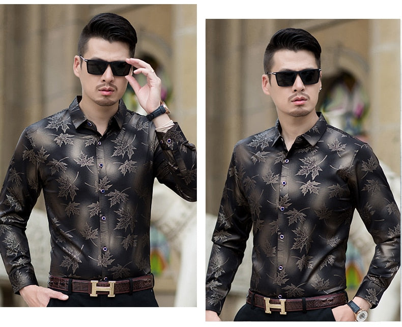 Long Sleeve Maple Leaf Designer Men Shirts