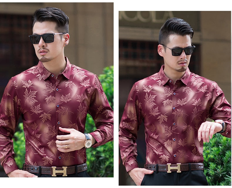 Long Sleeve Maple Leaf Designer Men Shirts