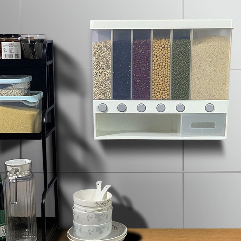 Wall Mounted Separate Rice Bucket Cereal Dispenser