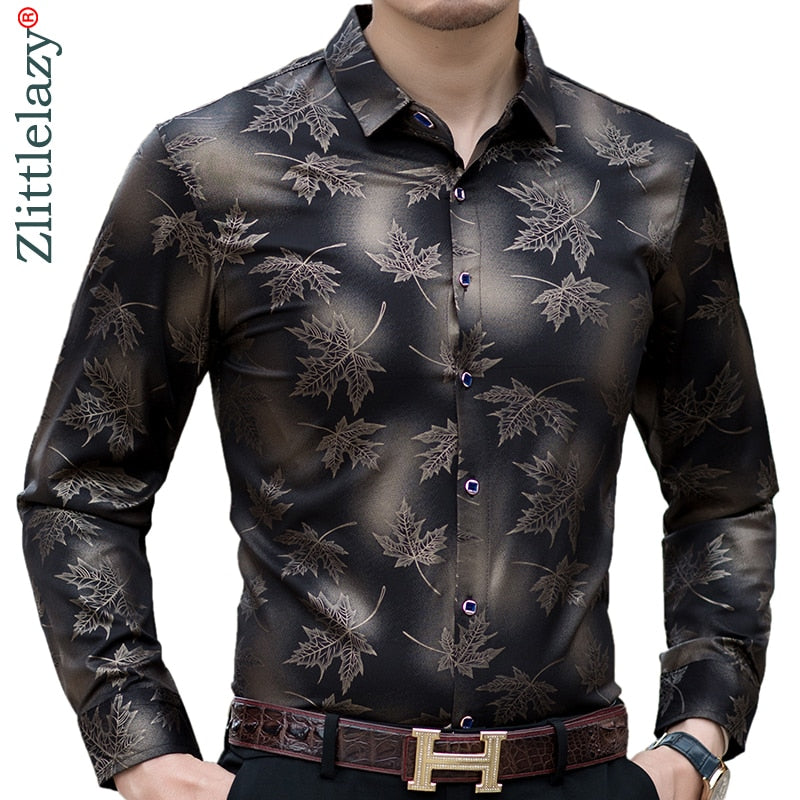 Long Sleeve Maple Leaf Designer Men Shirts