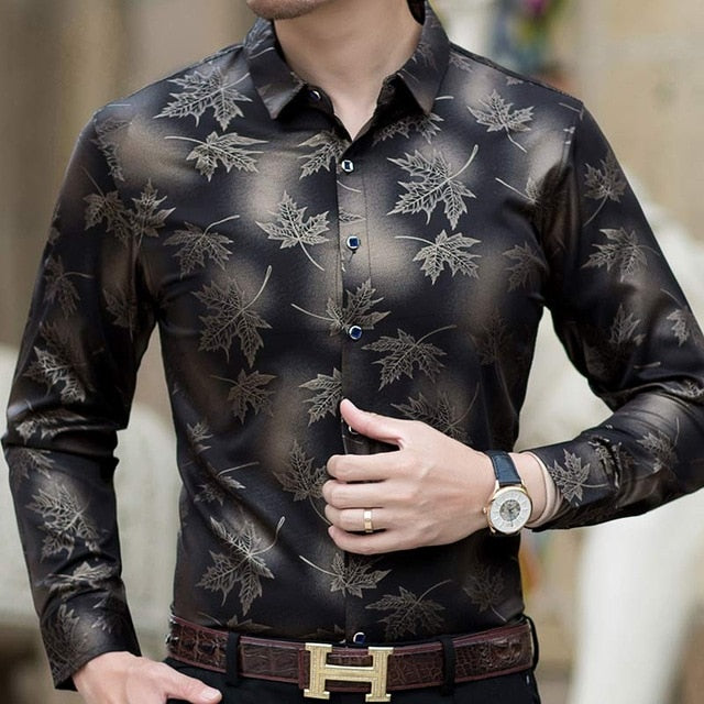 Long Sleeve Maple Leaf Designer Men Shirts