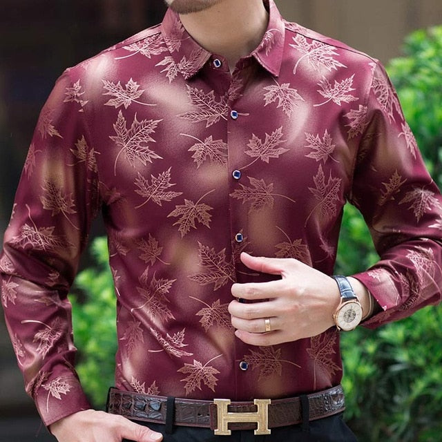 Long Sleeve Maple Leaf Designer Men Shirts