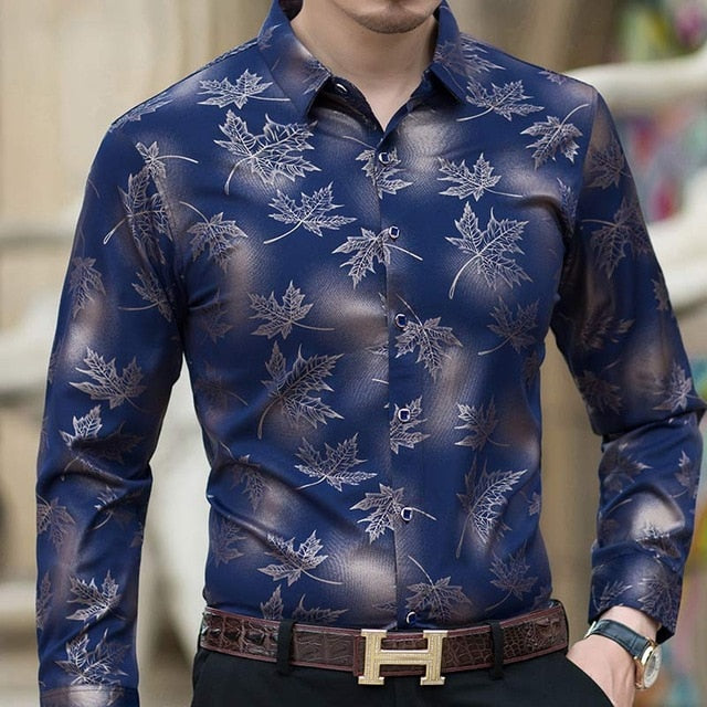 Long Sleeve Maple Leaf Designer Men Shirts