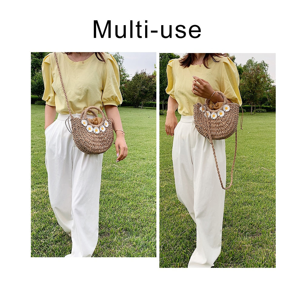 Small Flowers Straw Bags for Women