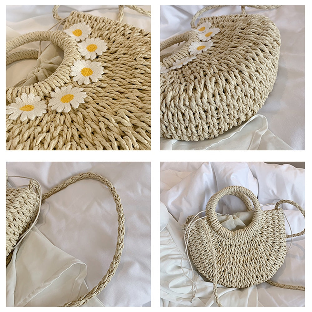 Small Flowers Straw Bags for Women