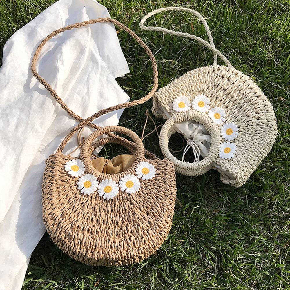 Small Flowers Straw Bags for Women