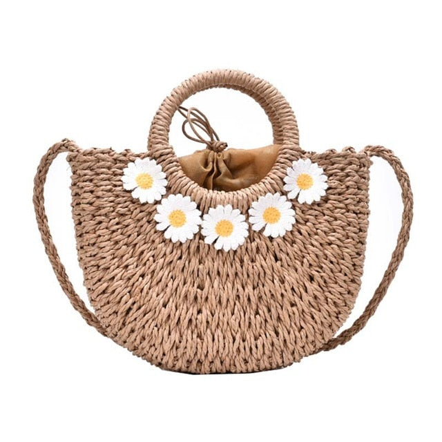 Small Flowers Straw Bags for Women